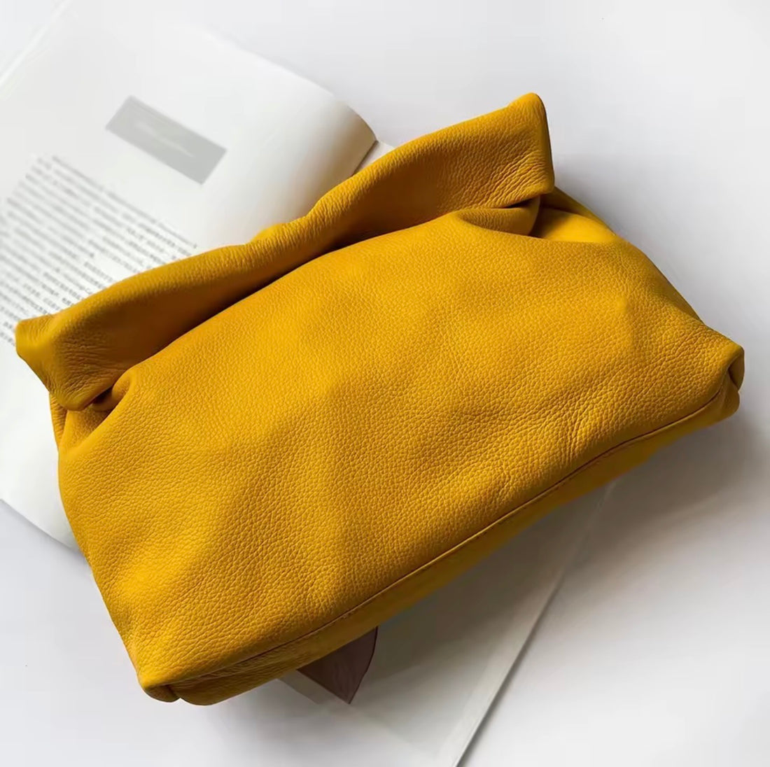 Gold Trinacria Giallo Leather Handbag