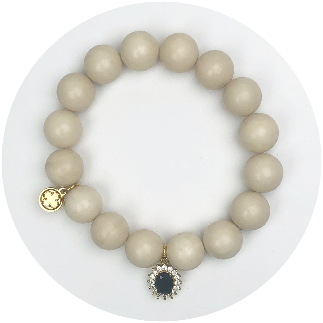 Beige Riverstone with Pavé Black Gold Crystal Star Pendant