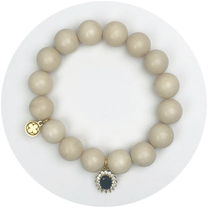 Beige Riverstone with Pavé Black Gold Crystal Star Pendant