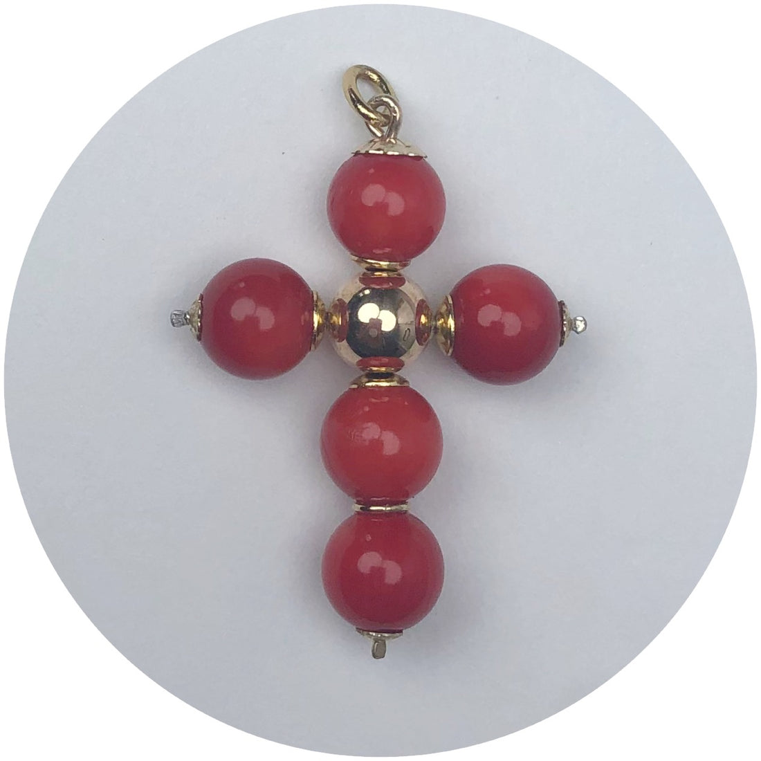 Red Coral Cross Pendant