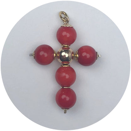 Red Coral Cross Pendant