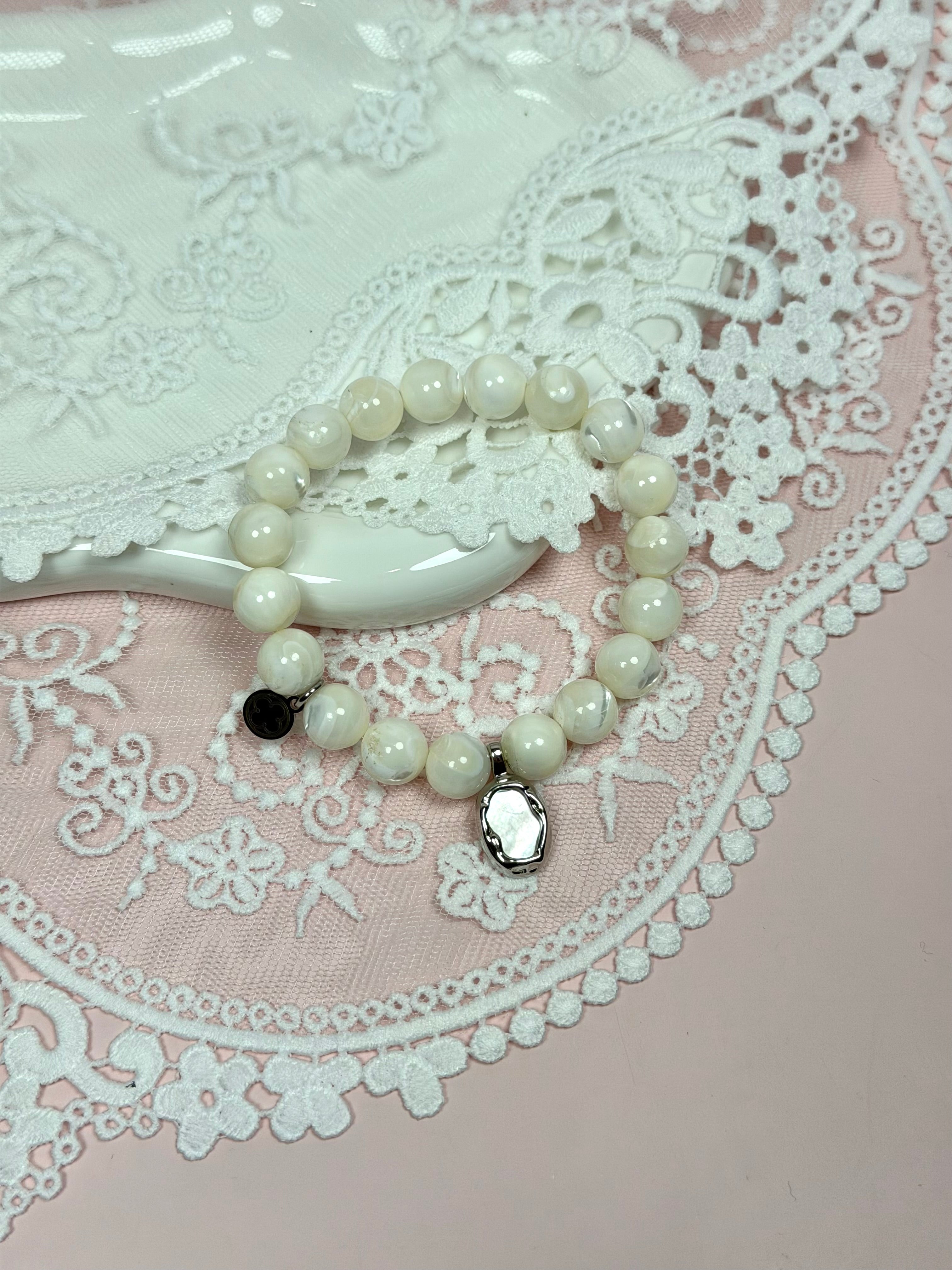 Mother of Pearl with Molten Mother of Pearl Silver Pendant