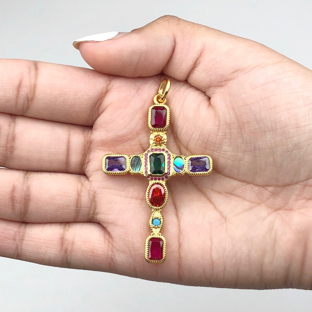 Rainbow Pavé Cross Pendant