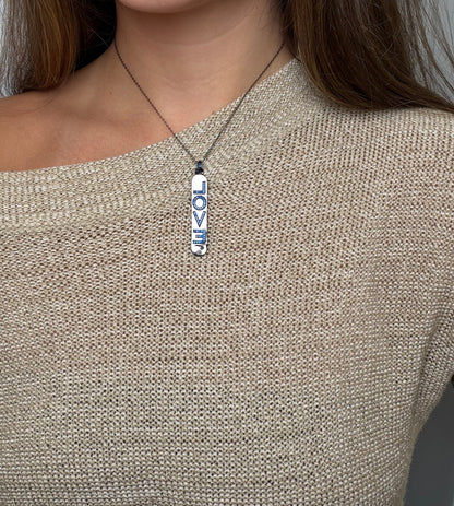 Pavé Saphire Love Brail Pendant Necklace