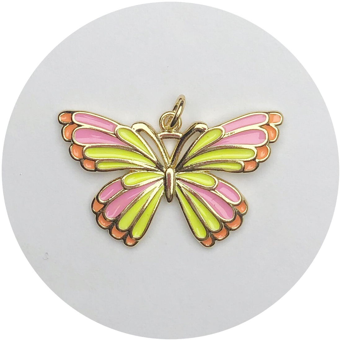Camellia Pink/Yellow Butterfly Pendant