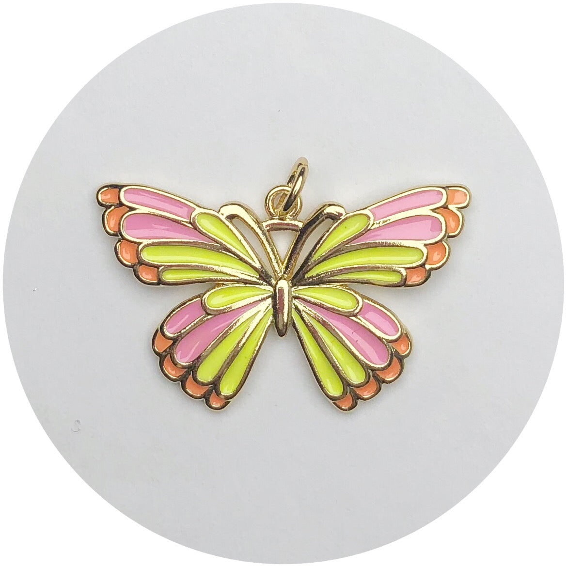 Camellia Pink/Yellow Butterfly Pendant