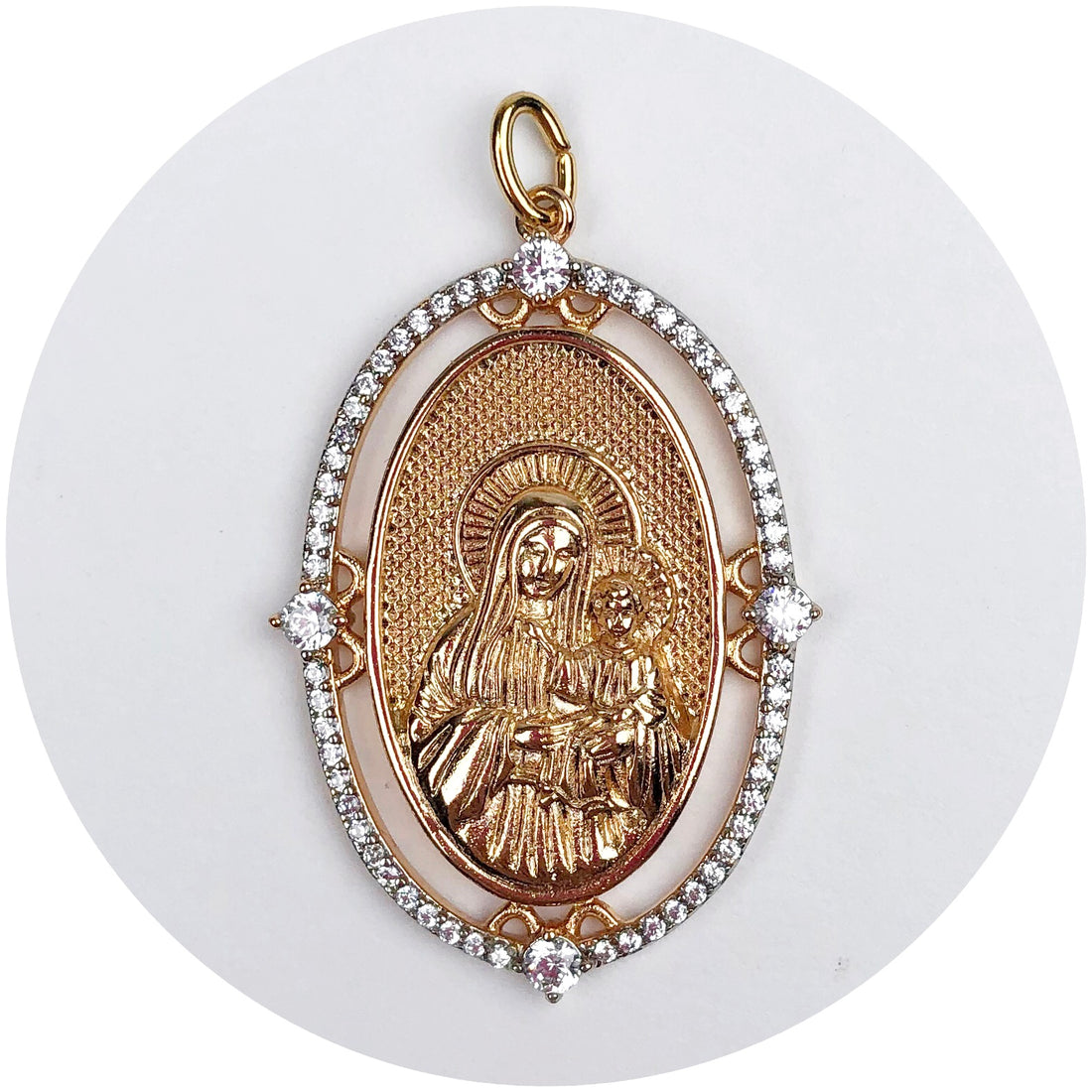 Pavé Halo Blessed Mother Pendant