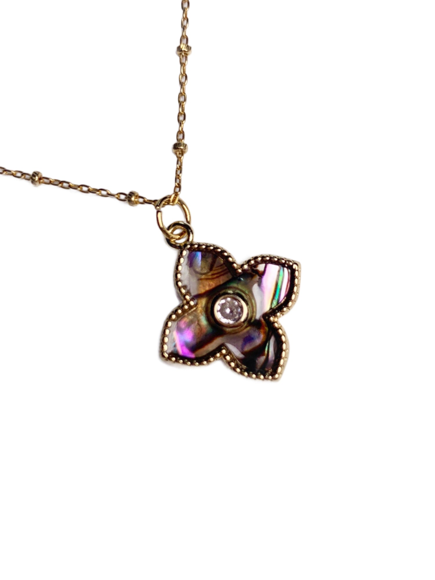 Abalone Pointed Clover Necklace