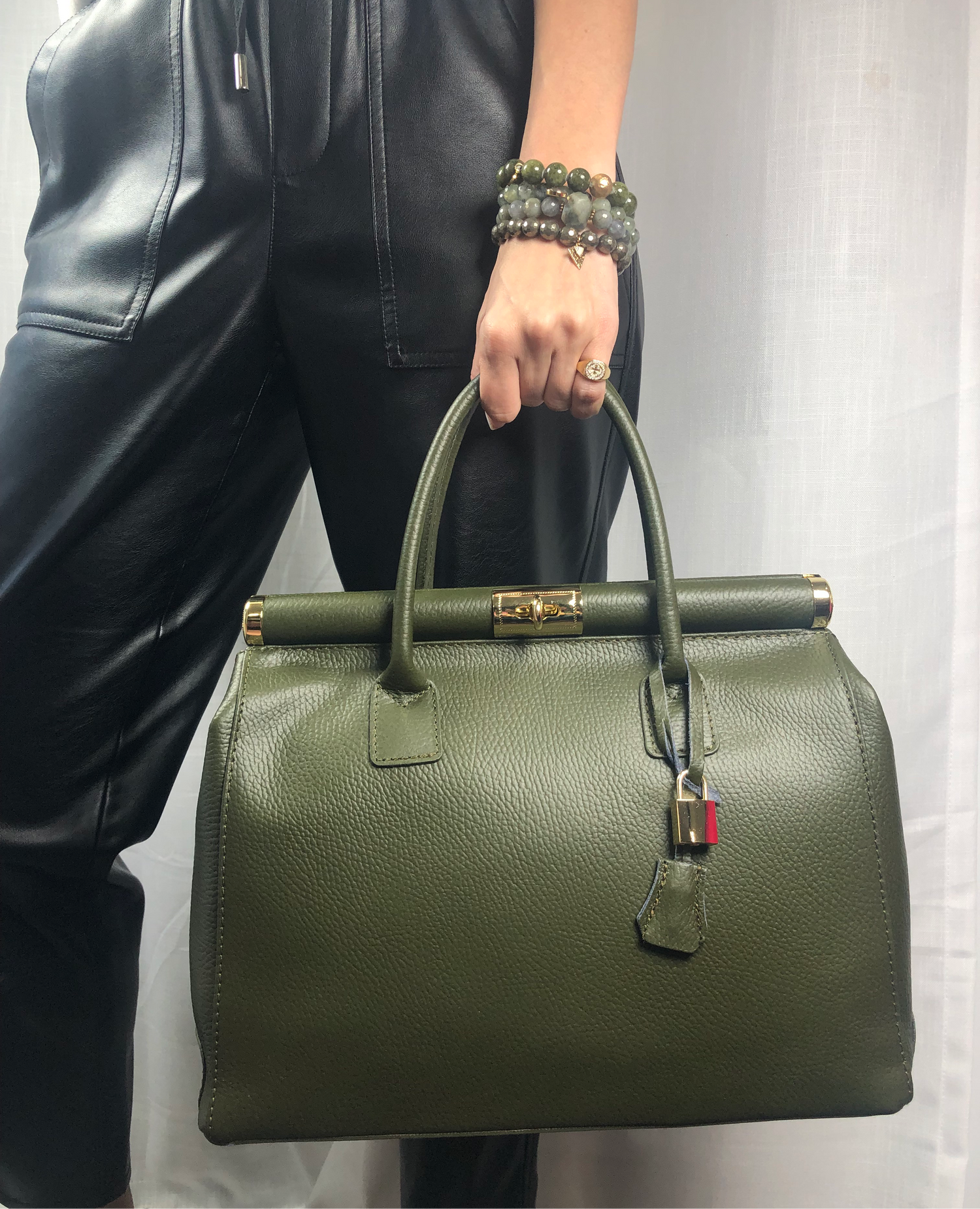 Caterina Olive Green Leather Handbag