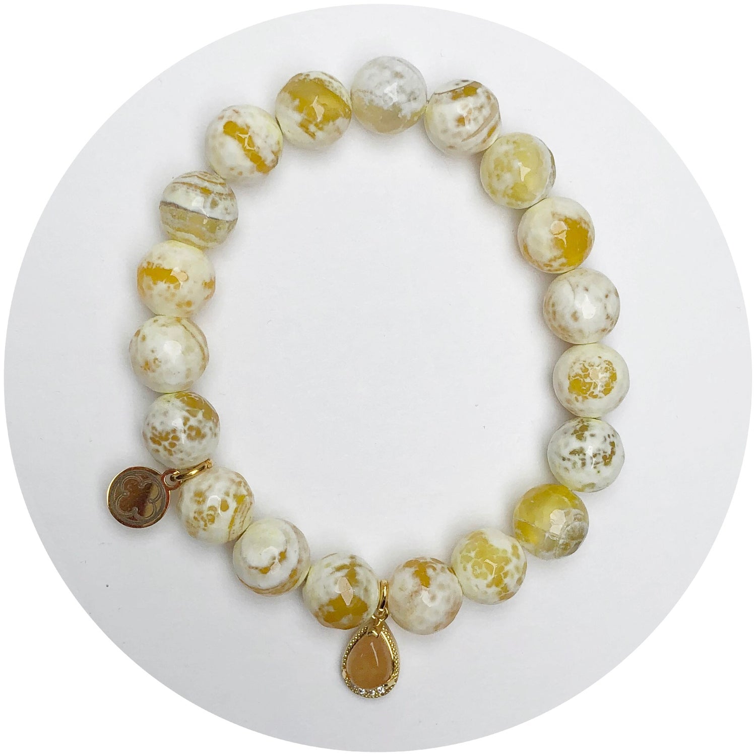 Lemon Burst Agate with Honey Teardrop Pendant