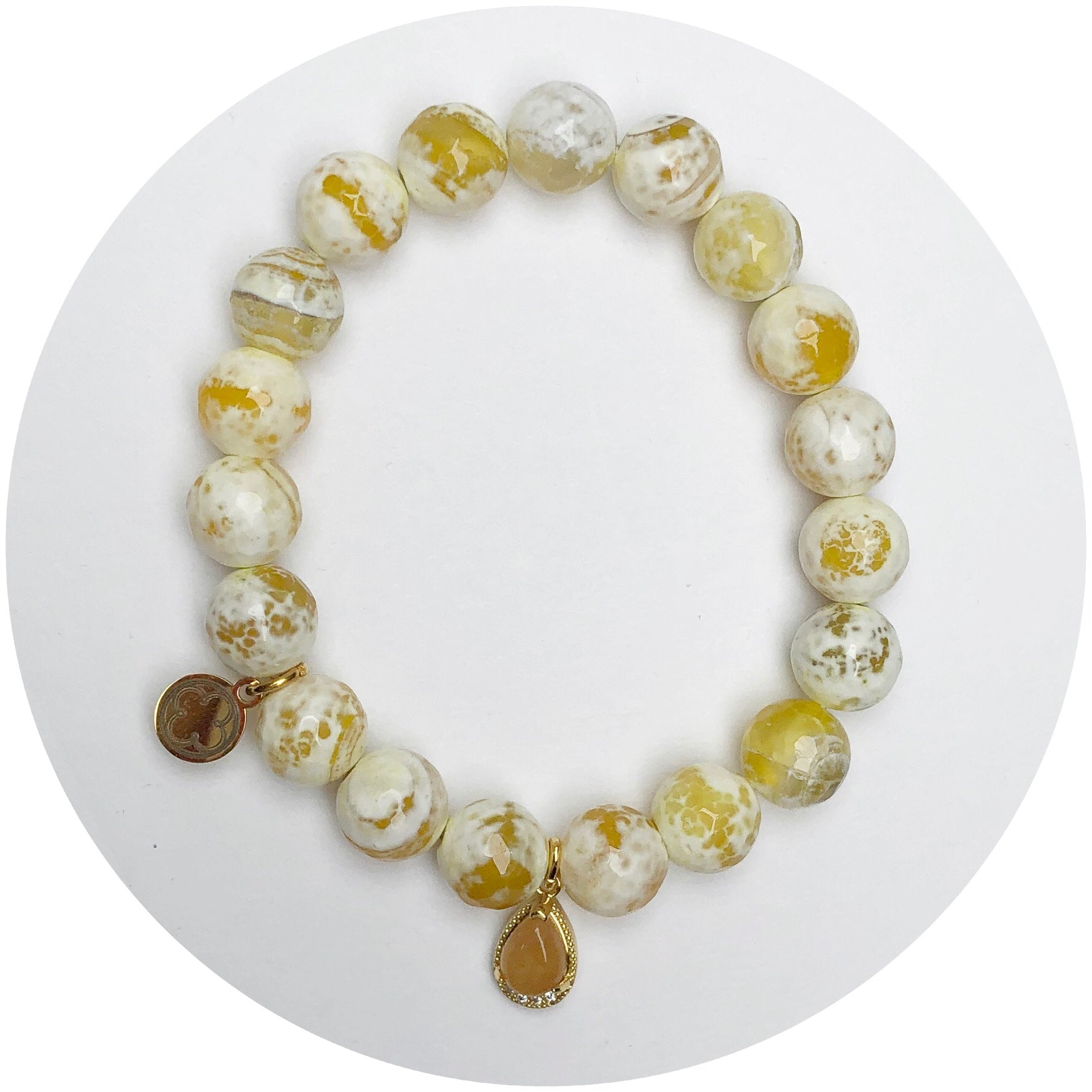 Lemon Burst Agate with Honey Teardrop Pendant