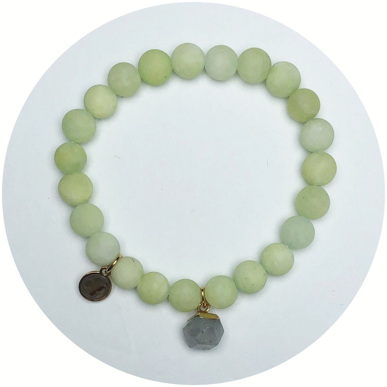 Matte Key Lime Green with Grey Jasper Pendant