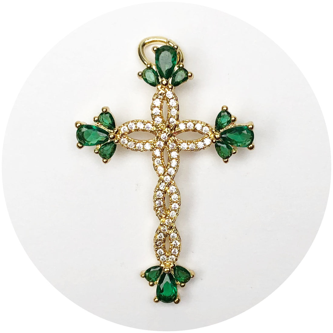 Emerald Twisted Cross Pendant