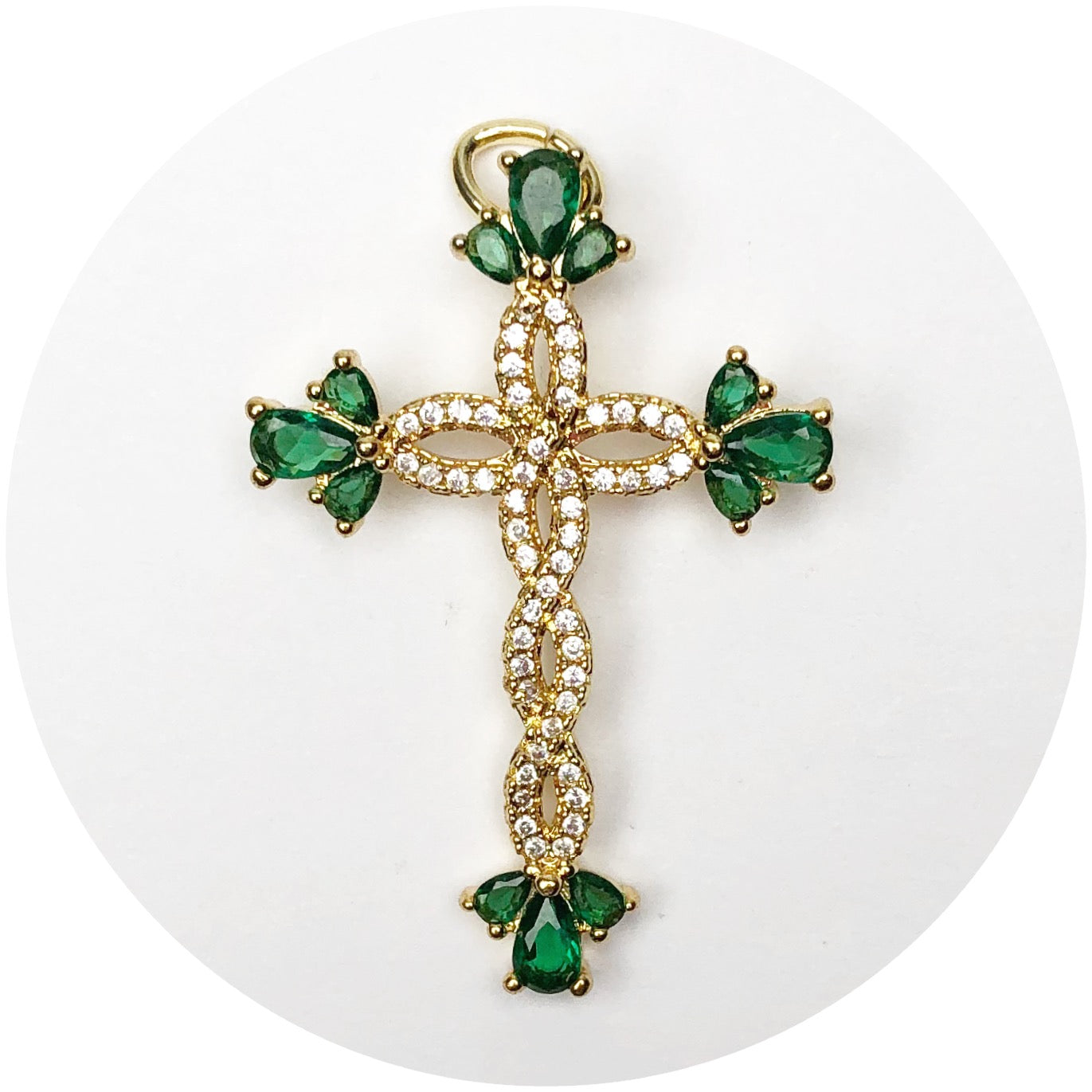 Emerald Twisted Cross Pendant