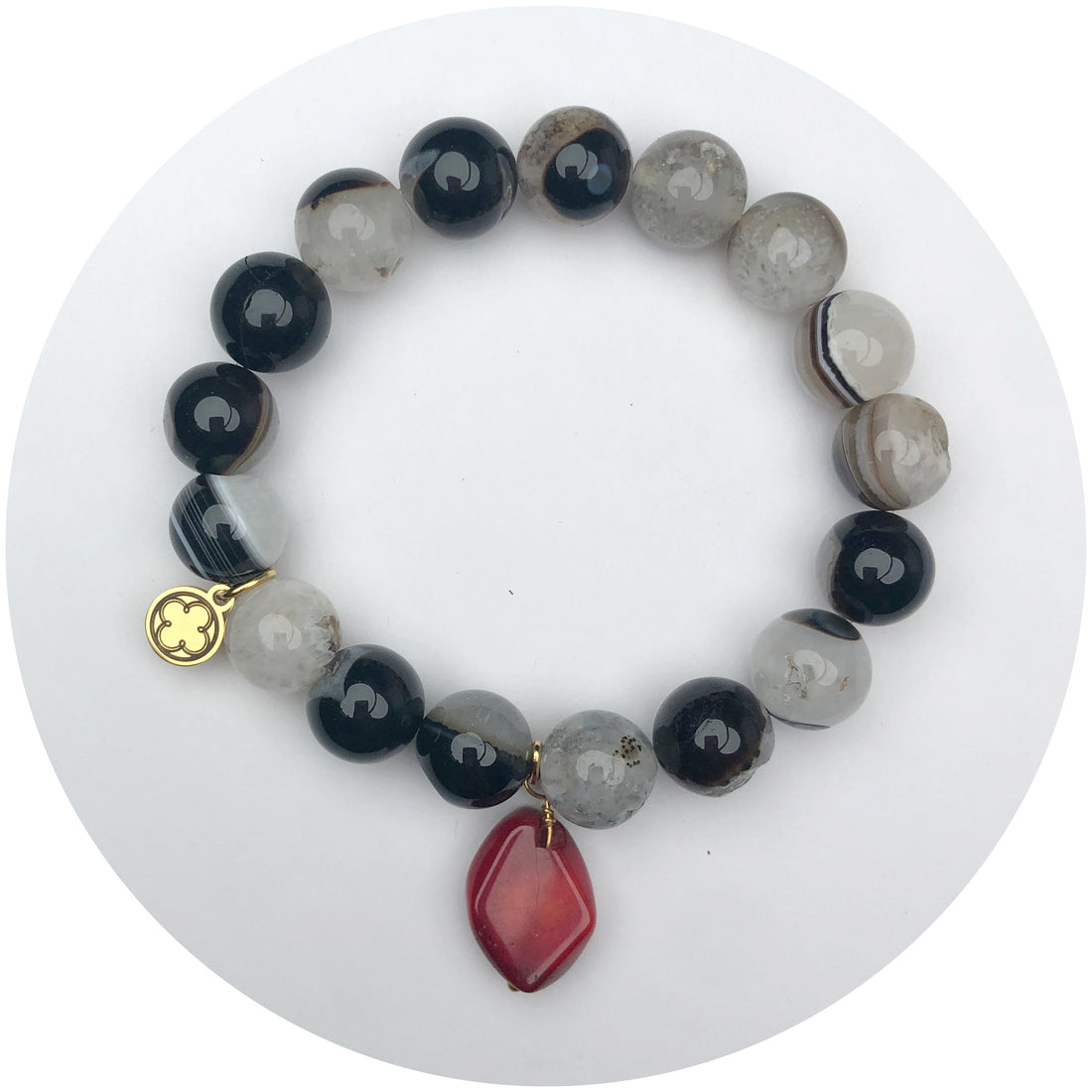 Midnight Quartz with Red Coral Nugget Pendant