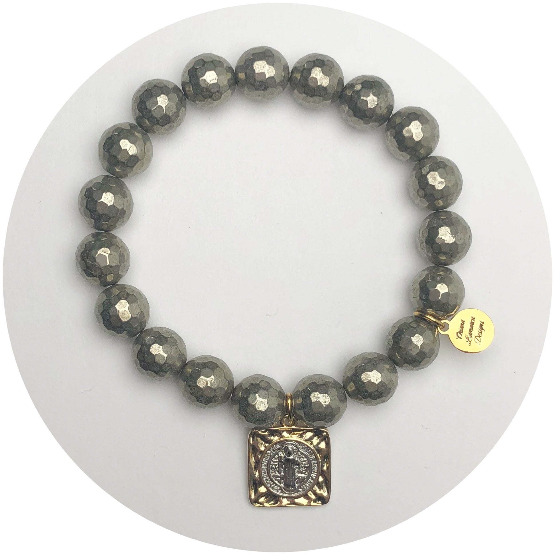 Pyrite with St. Benedict Pendant