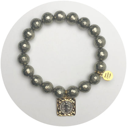 Pyrite with St. Benedict Pendant