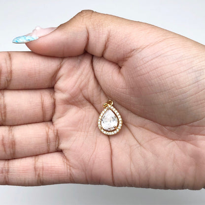 Pavé Gold Teardrop Pendant