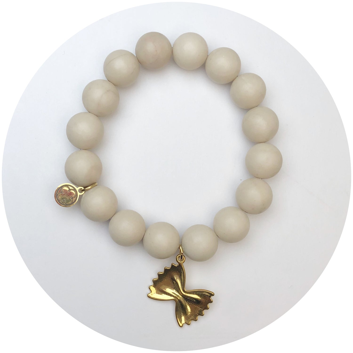 Beige Riverstone with Farfalla Pasta Pendant