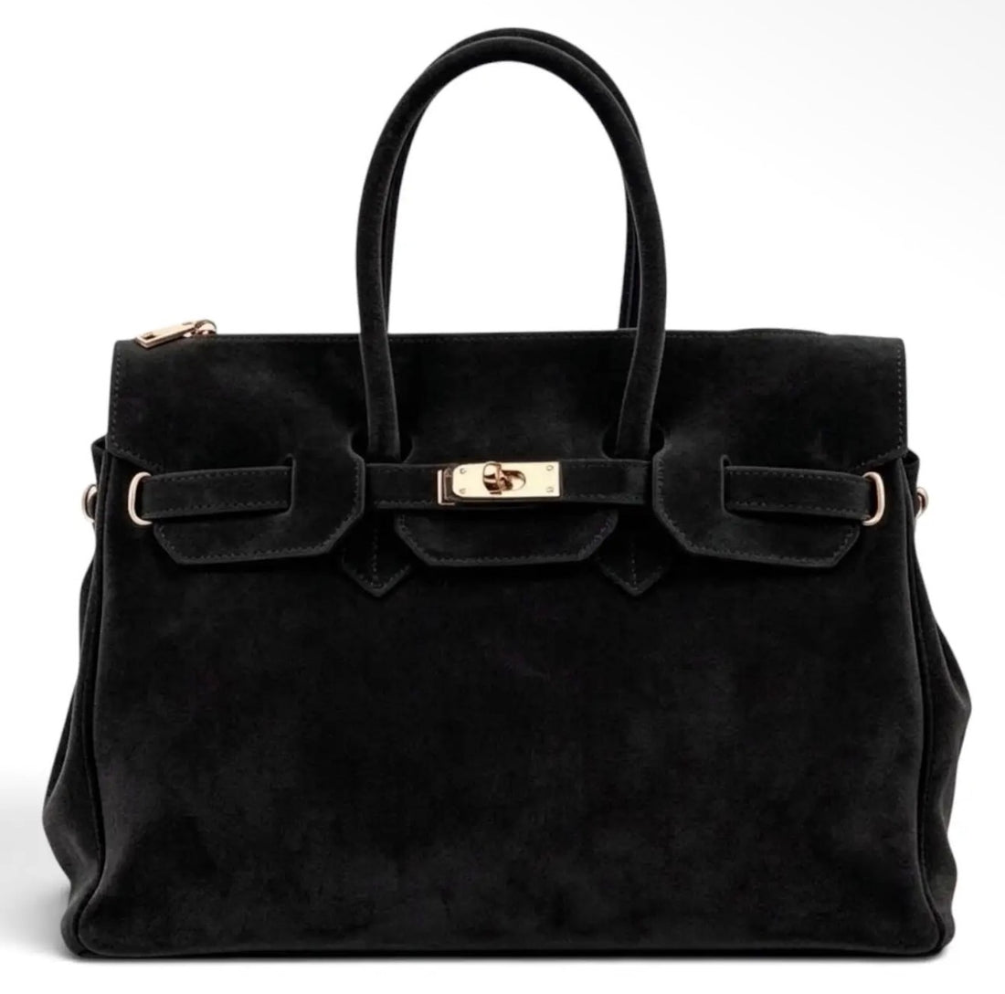 Monica Black Natural Suede Handbag