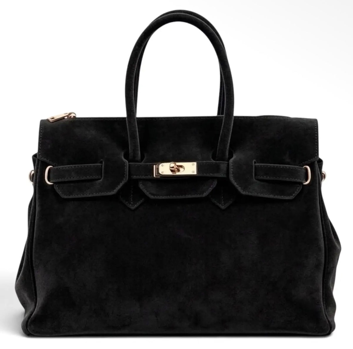 Monica Black Natural Suede Handbag