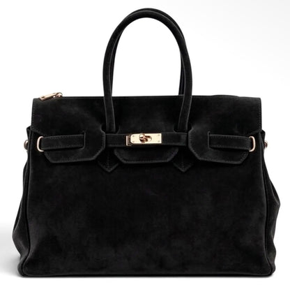 Monica Black Natural Suede Handbag