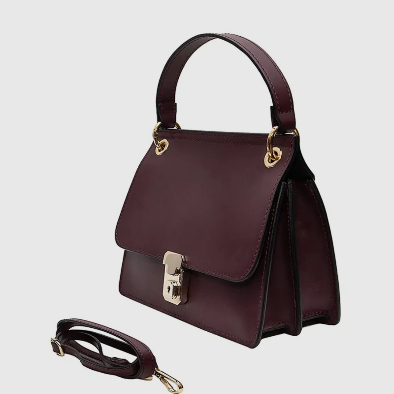 Patrizia Marsala Leather Bag with Crossbody Strap