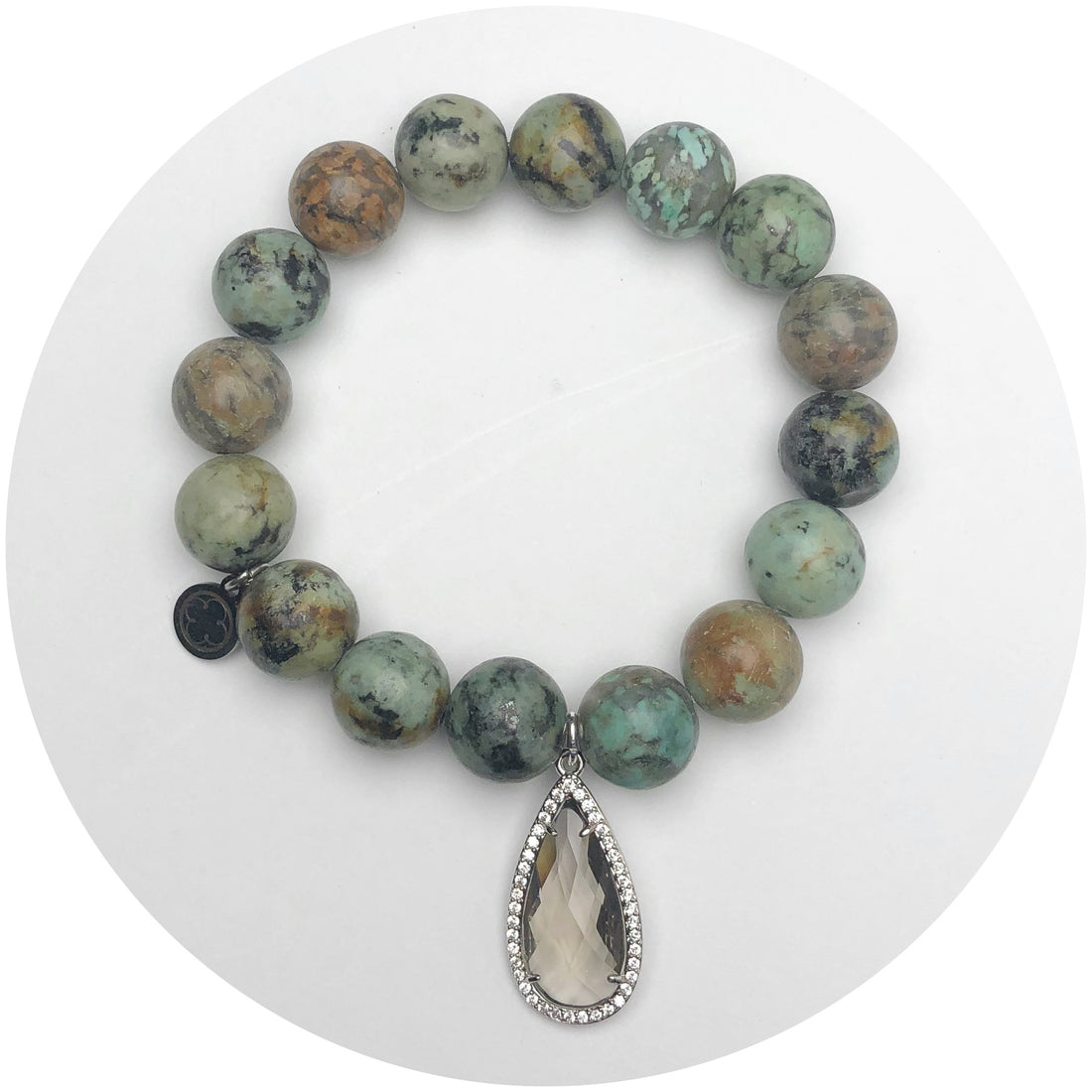 African Turquoise with Pavé Grey Crystal Point Pendant