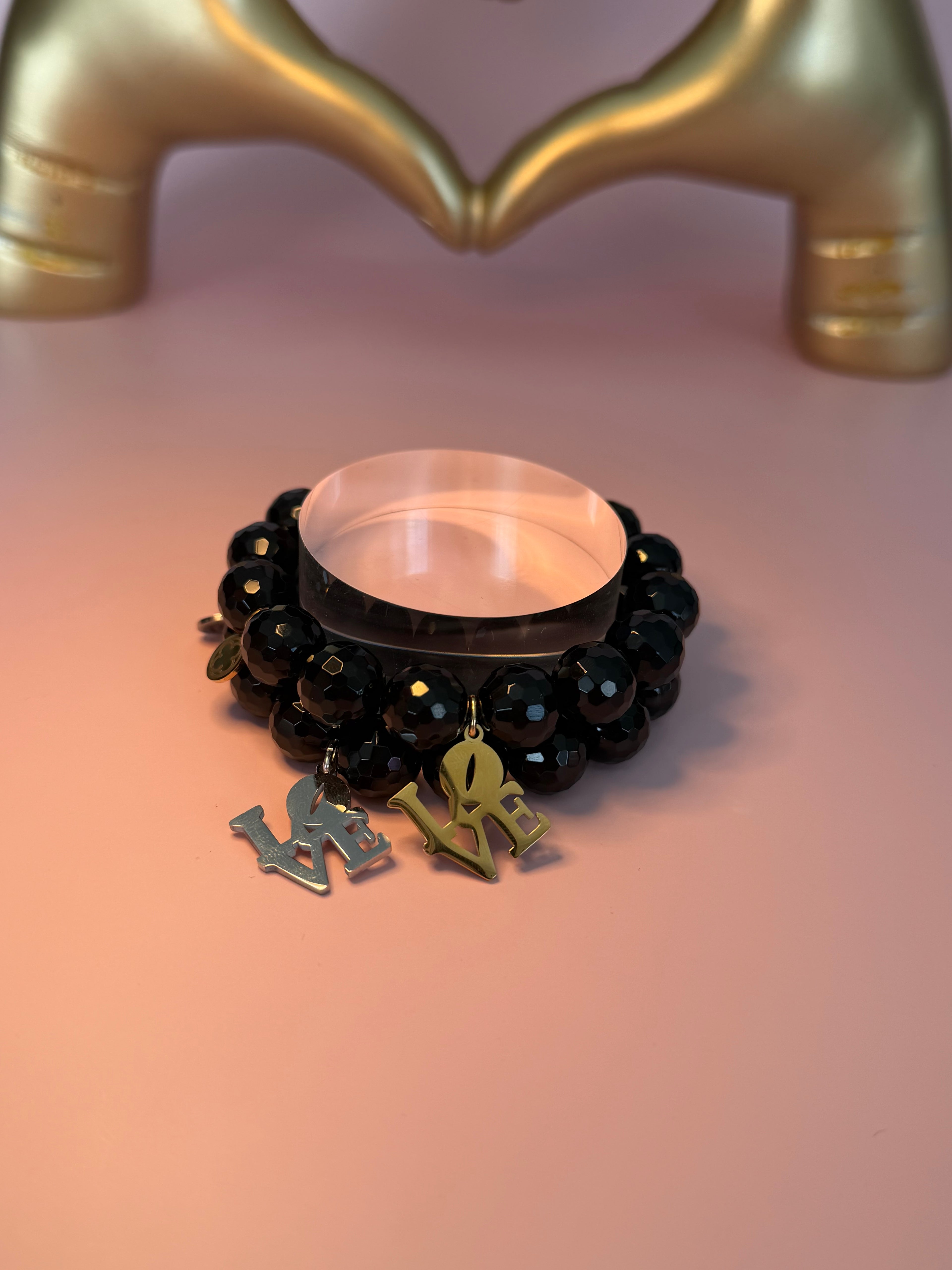 LIMITED EDITION Black Onyx with  Square Love Pendant