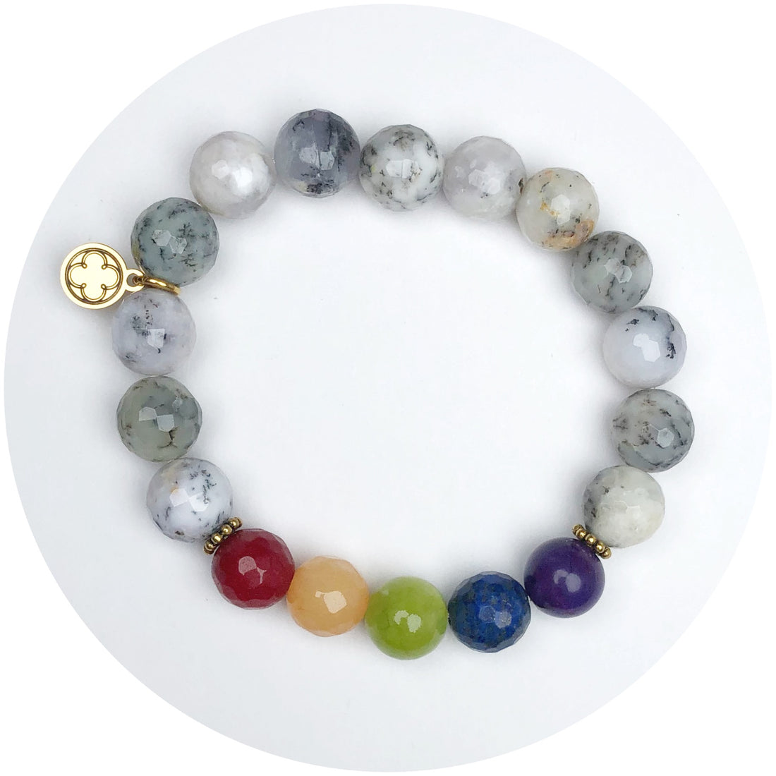 Opalescent Jade and Mixed Rainbow with Daisies