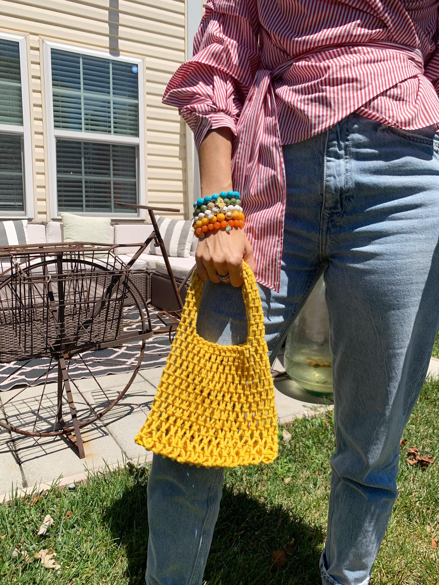 Catie Crochet Yellow Mini Bag