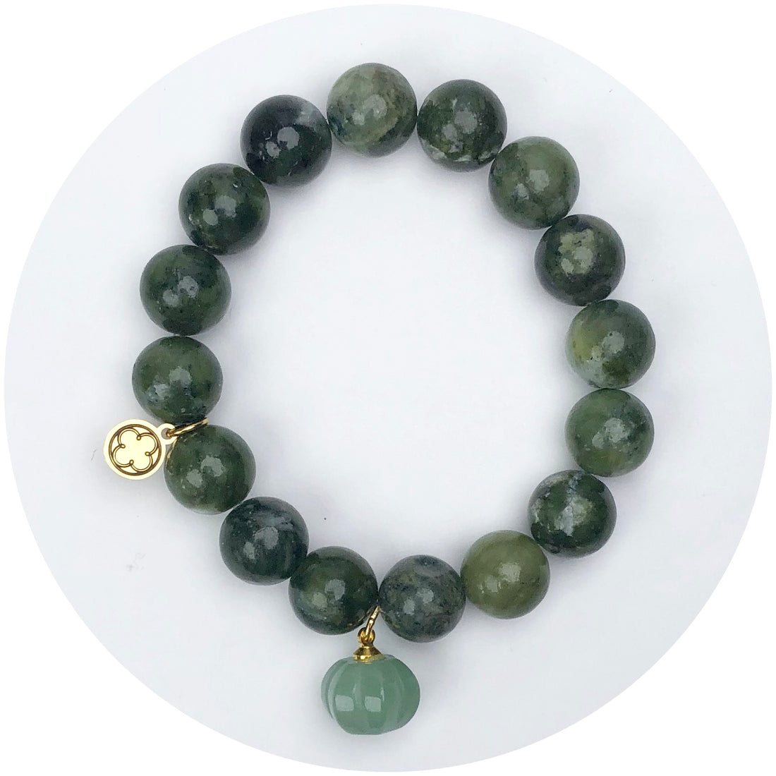Midnight Forest Jade with Sage Green Pumpkin Pendant