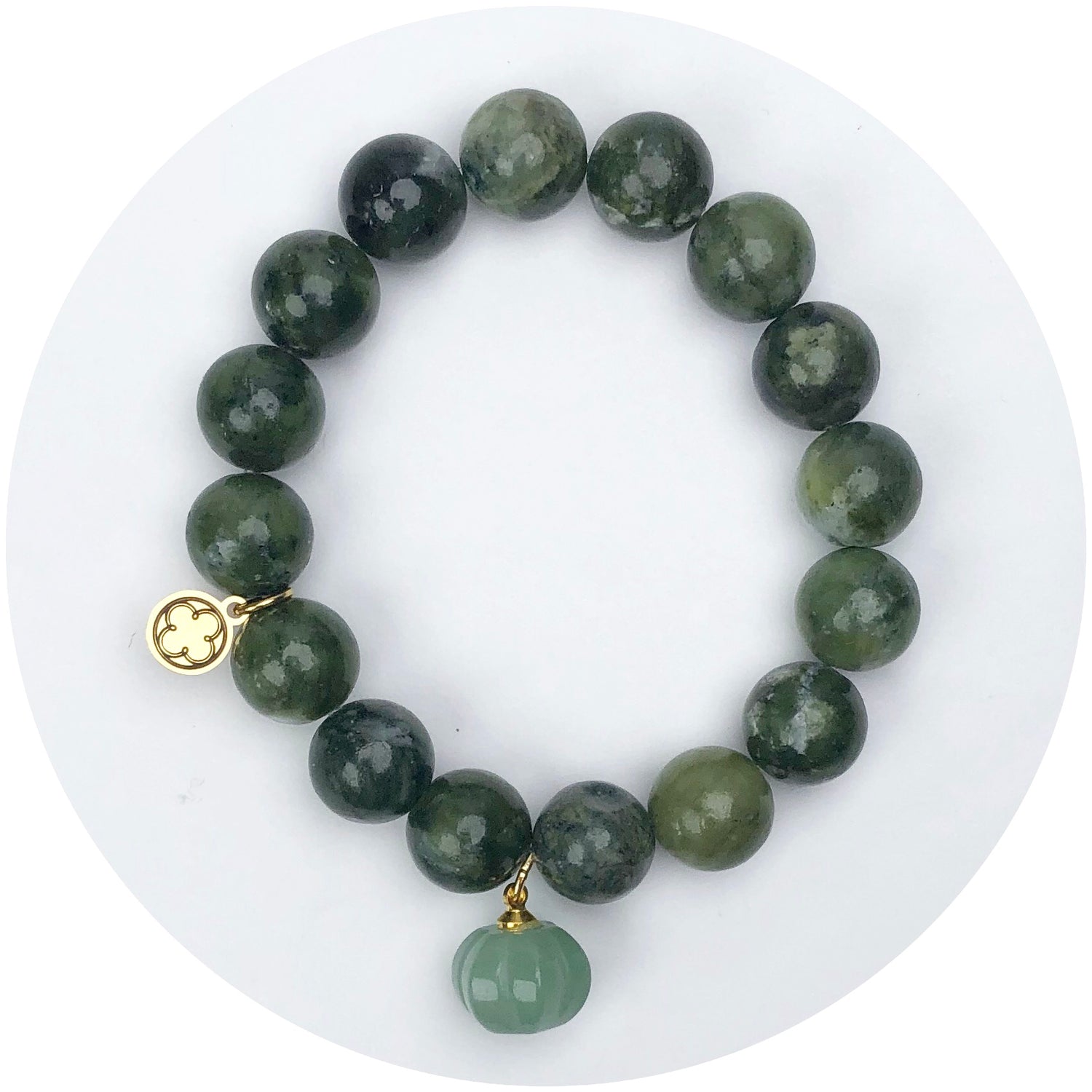Midnight Forest Jade with Sage Green Pumpkin Pendant