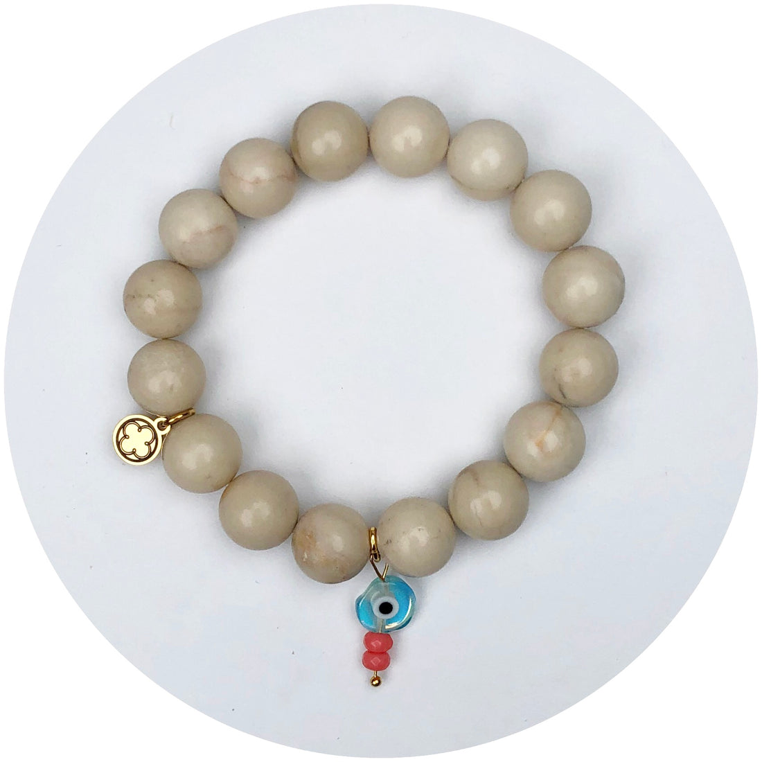 Sandy Jade with Glass Turquoise Evil Eye Pendant