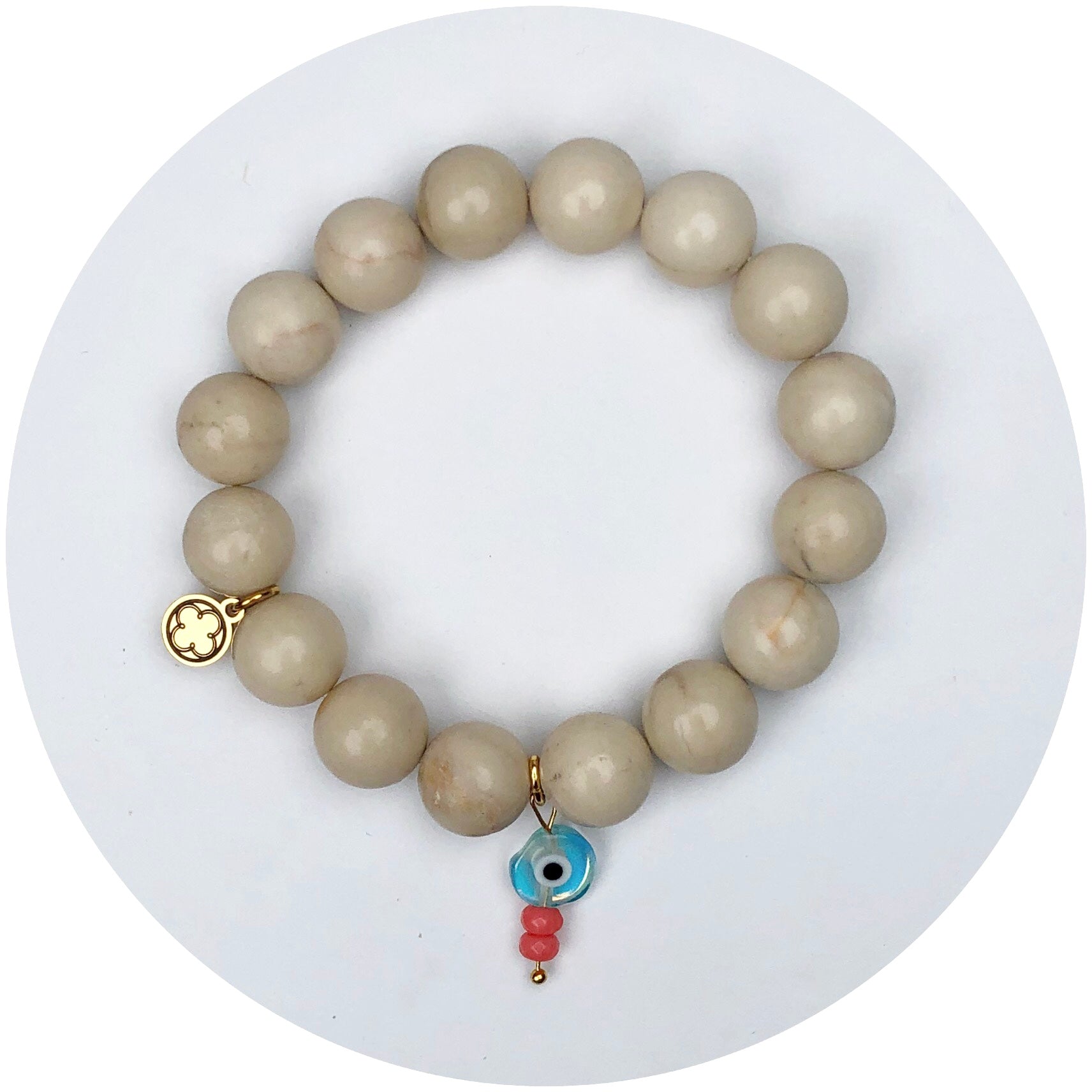 Sandy Jade with Glass Turquoise Evil Eye Pendant