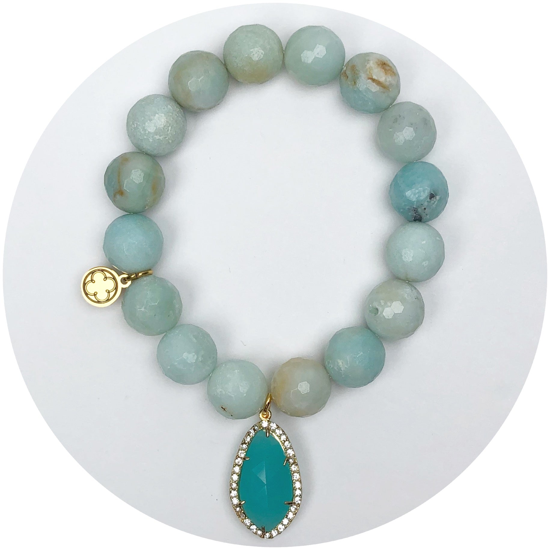Soft Seafoam and Aqua Crystal Point Pendant