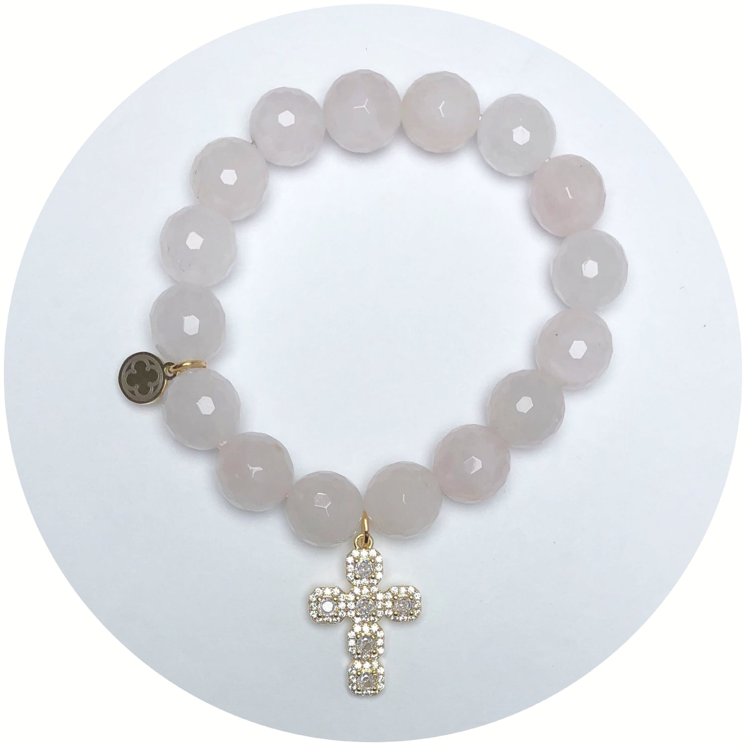 Rose Quartz with Baguette Cross Pendant