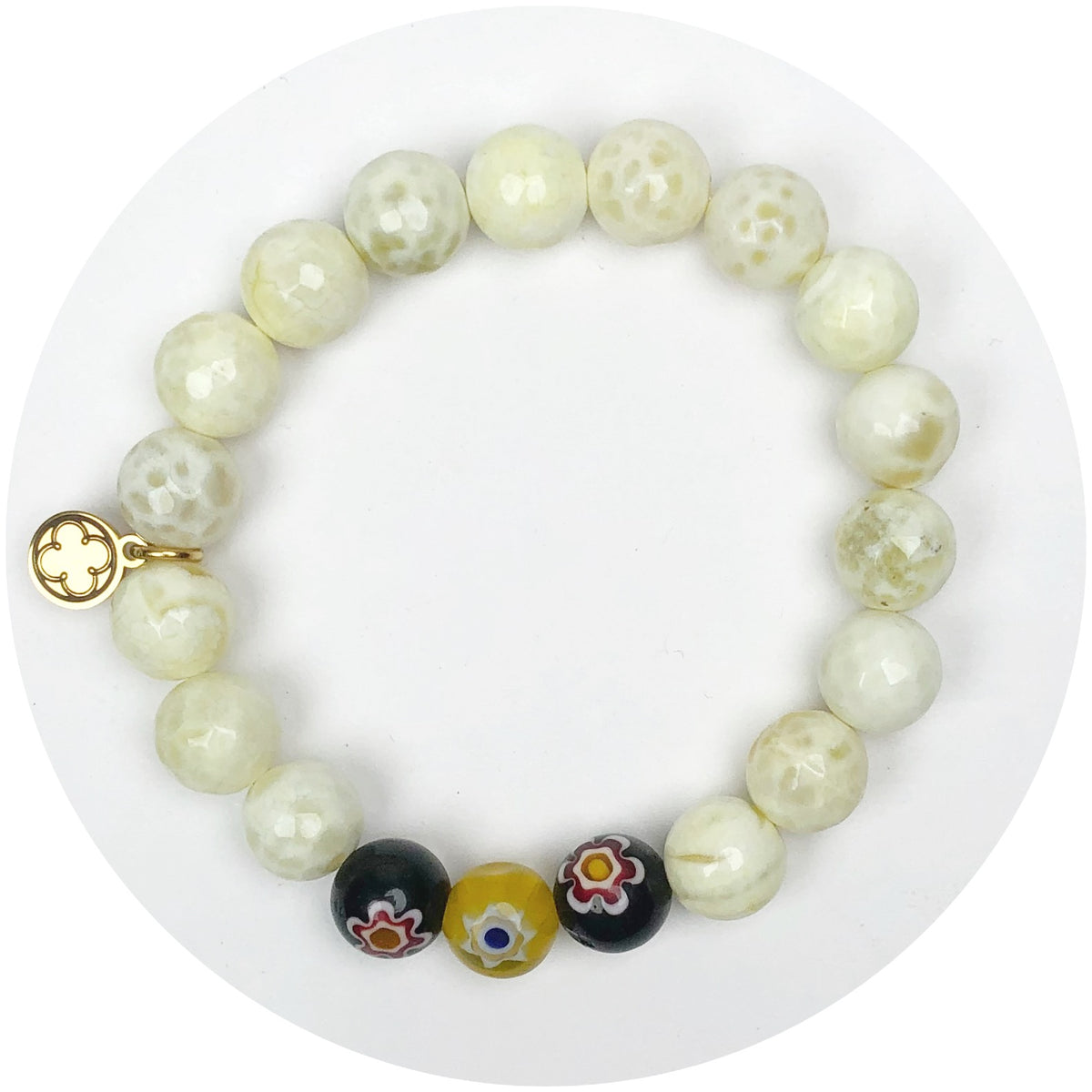 Golden Honey Agate with Mixed Millefiore