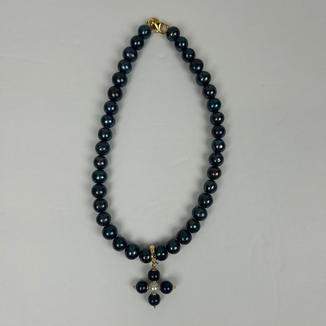 Perla Grande Peacock Pearl with Peacock Pearl Maltese Cross Necklace