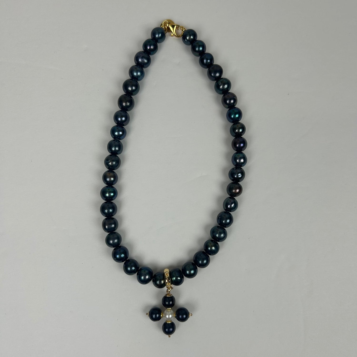 Perla Grande Peacock Pearl with Peacock Pearl Maltese Cross Necklace