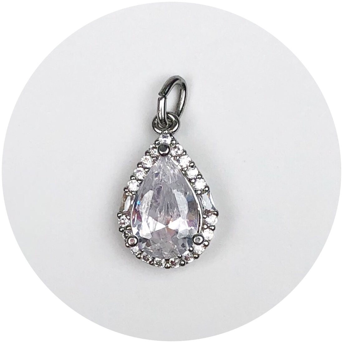 Pavé Silver Teardrop Pendant