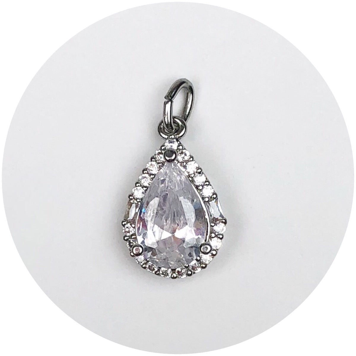 Pavé Silver Teardrop Pendant
