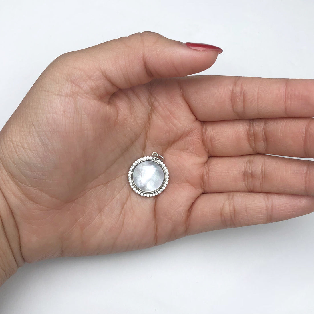 Mother of Pearl Silver Pavé Disc