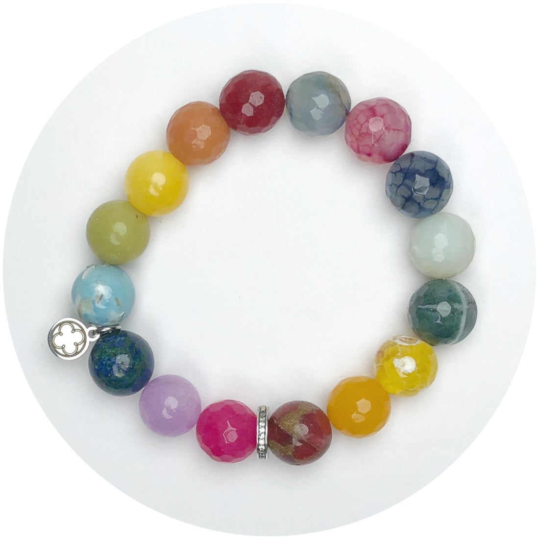 Mixed Cosmic Rainbow and Pavé Silver Spacer