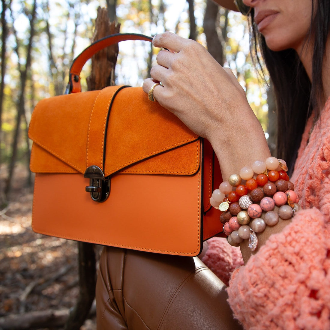 Angelina Orange Leather Handbag