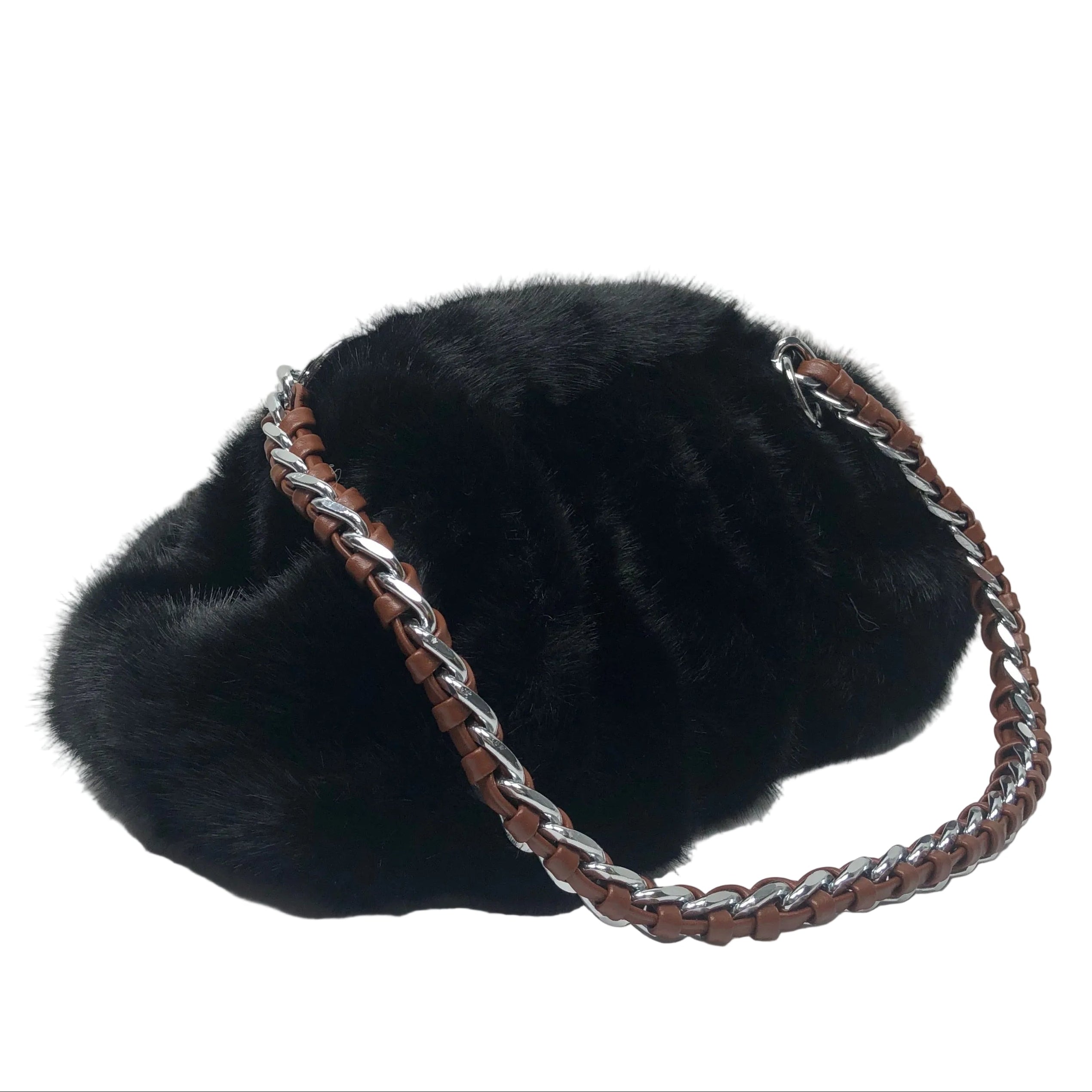 La Nuvola Black Faux Mink Bag