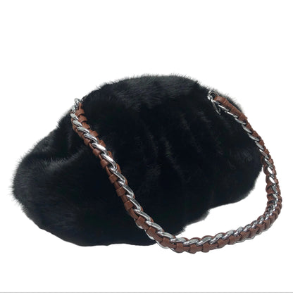 La Nuvola Black Faux Mink Bag