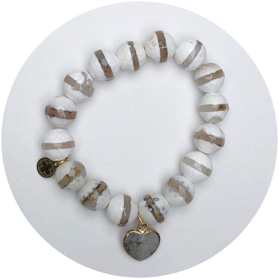 Dusty Striped White Agate with Grey Jasper Pendant