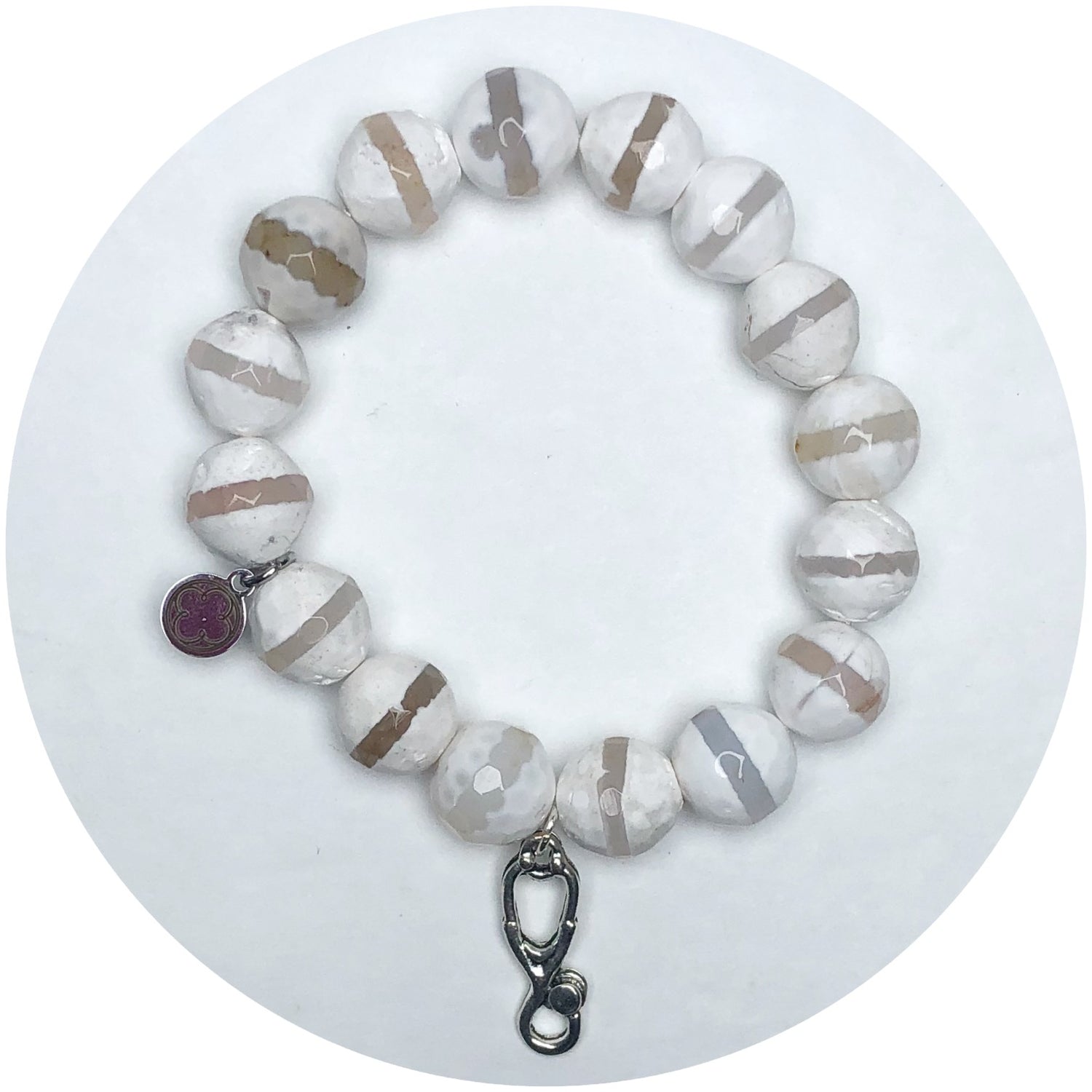 Snow Zebra Agate with Stethoscope Pendant