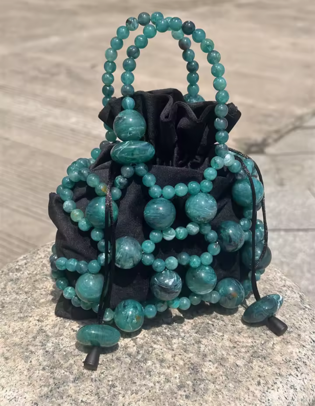 Gemma Green Turquoise Acrylic Beaded Tote